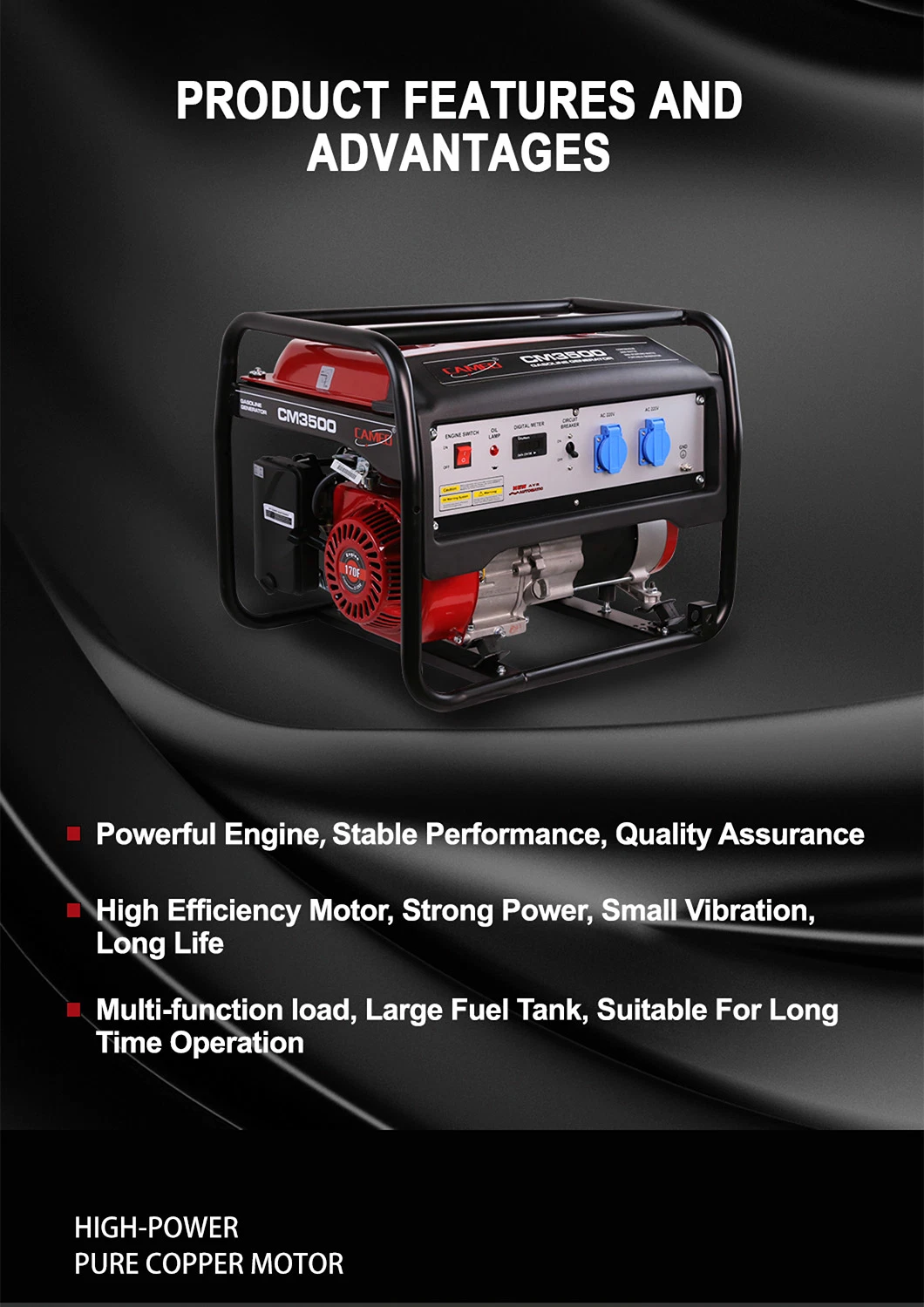 2kVA to 9kVA Portable Small Gasoline Generator Set Price 2kw 3kw 5kw 6kw 7kw 8kw 3kVA 5kVA 6kVA 7kVA 8kVA 8.5kw 2HP Petrol Electric Gas Power Generator